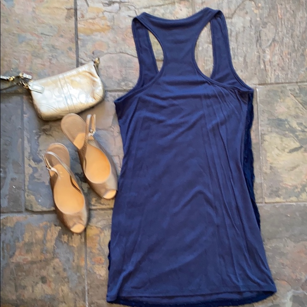Iris Navy Blue Racerback Ruffle Tunic - Picture 2 of 3